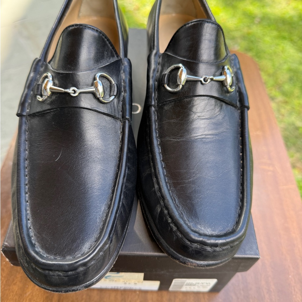 Gucci Black Leather Horsebit Loafers